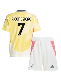 Billige Juventus Francisco Conceicao #7 Bortedraktsett Barn 2024-25 Kortermet (+ Korte bukser)